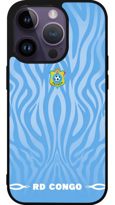 Coque iPhone 15 Pro - Silicone rigide noir Maillot de football RD Congo 2026 personnalisable