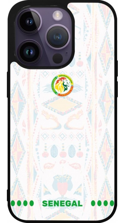 Coque iPhone 15 Pro - Silicone rigide noir Maillot de football Sénégal 2026 personnalisable