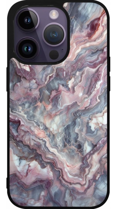 iPhone 15 Pro Case Hülle - Silikon schwarz Violetter silberner Marmor