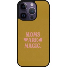 Coque iPhone 15 Pro - Silicone rigide noir Mom 2026 Are Magic
