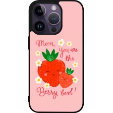 Coque iPhone 15 Pro - Silicone rigide noir Mom 2026 Berry best