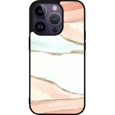 Coque iPhone 15 Pro - Silicone rigide noir Shimmering Orange