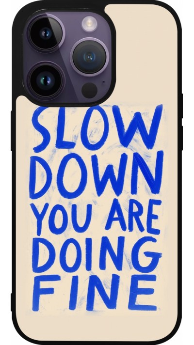 Coque iPhone 15 Pro - Silicone rigide noir Slow down 2026