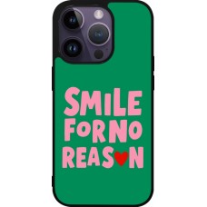 Coque iPhone 15 Pro - Silicone rigide noir Smile for no reason 2026