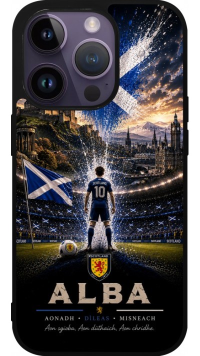 Coque iPhone 15 Pro - Silicone rigide noir Football Écosse splash 2026