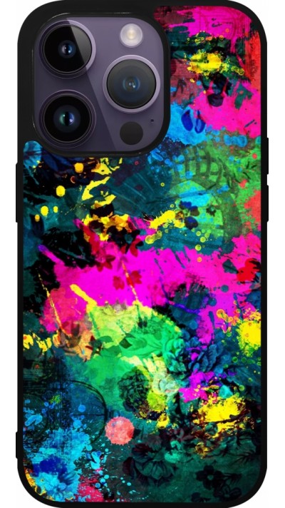 Coque iPhone 15 Pro - Silicone rigide noir Splash paint