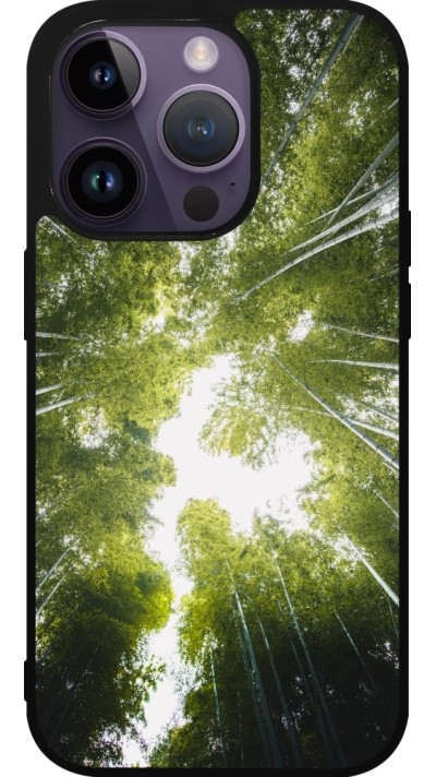 Coque iPhone 15 Pro - Silicone rigide noir Spring 23 forest blue sky