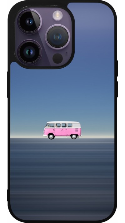 Coque iPhone 15 Pro - Silicone rigide noir Spring 23 pink bus