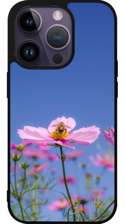 Coque iPhone 15 Pro - Silicone rigide noir Bee on a flower Spring 2026
