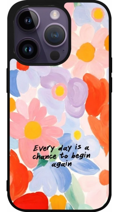 Coque iPhone 15 Pro - Silicone rigide noir Every day is a chance Spring 2026