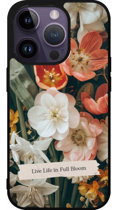 Coque iPhone 15 Pro - Silicone rigide noir Full Bloom Spring 2026