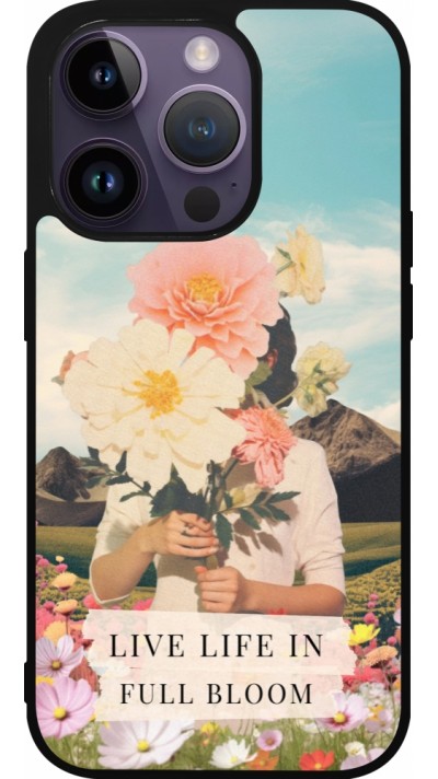 Coque iPhone 15 Pro - Silicone rigide noir Live life in full moon Spring 2026