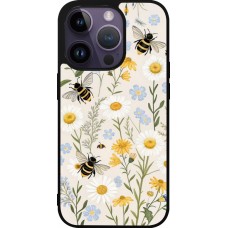 Coque iPhone 15 Pro - Silicone rigide noir Pattern bees 2026