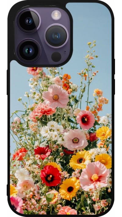 Coque iPhone 15 Pro - Silicone rigide noir Spring flowers Spring 2026