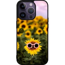 Coque iPhone 15 Pro - Silicone rigide noir Sunflower with glasses 2026