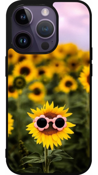 Coque iPhone 15 Pro - Silicone rigide noir Sunflower with glasses Spring 2026
