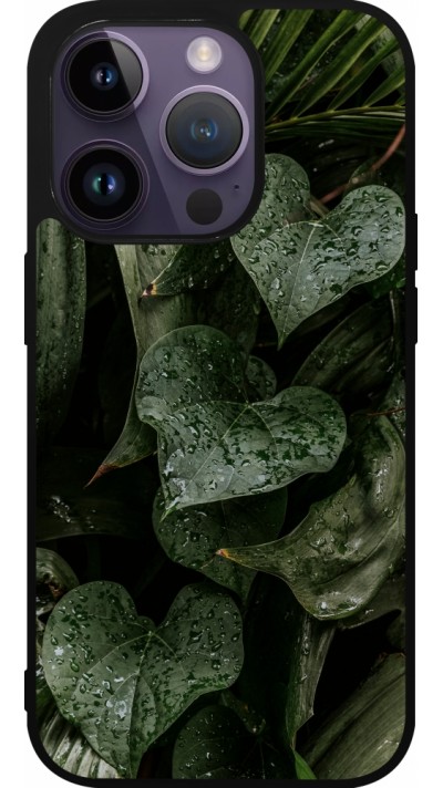 Coque iPhone 15 Pro - Silicone rigide noir Spring 23 fresh plants
