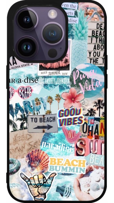 Coque iPhone 15 Pro - Silicone rigide noir Summer 20 collage