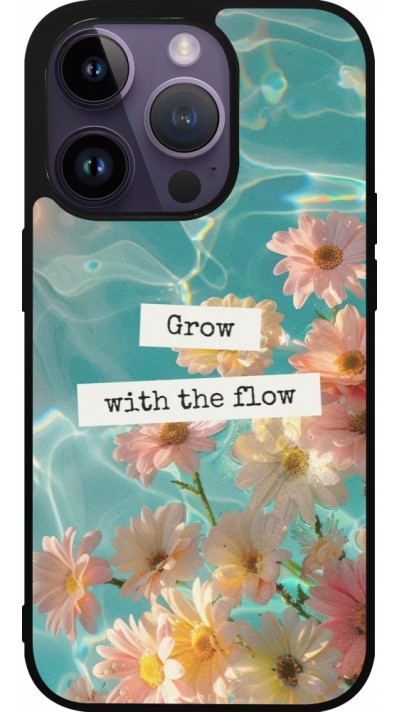 Coque iPhone 15 Pro - Silicone rigide noir Summer 2025 Grow with the flow