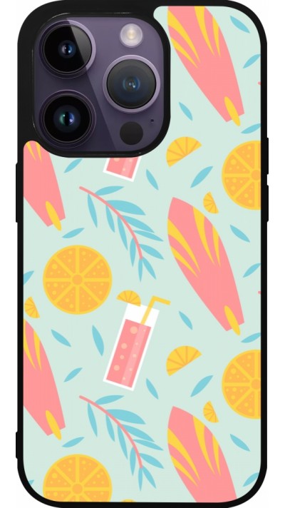 Coque iPhone 15 Pro - Silicone rigide noir Summer 2025 Pattern citron