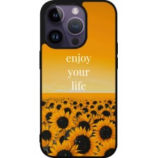 Coque iPhone 15 Pro - Silicone rigide noir Summer 2026 Enjoy your life