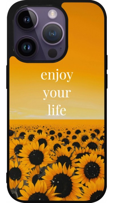 Coque iPhone 15 Pro - Silicone rigide noir Summer 2026 Enjoy your life