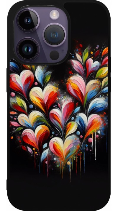 iPhone 15 Pro Case Hülle - Silikon schwarz Valentin 2024 Schwarzes Herz Abstrakt