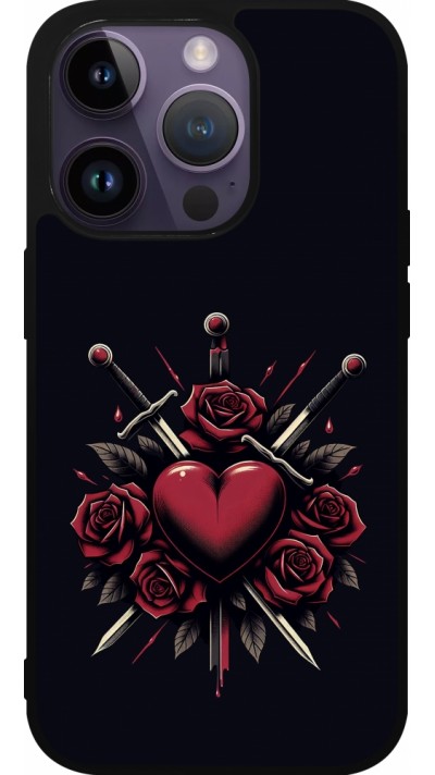 iPhone 15 Pro Case Hülle - Silikon schwarz Valentine 2024 gothic love