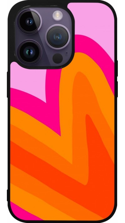iPhone 15 Pro Case Hülle - Silikon schwarz Valentine 2024 heart gradient