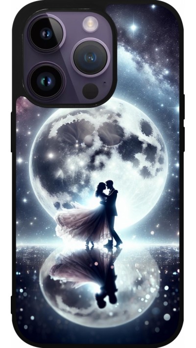 iPhone 15 Pro Case Hülle - Silikon schwarz Valentin 2024 Liebe unter dem Mond