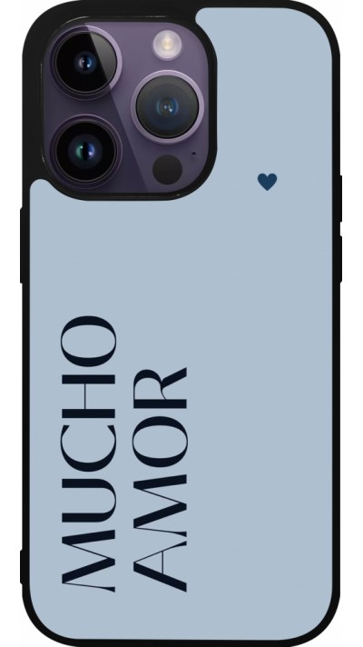 iPhone 15 Pro Case Hülle - Silikon schwarz Valentine 2024 mucho amor azul