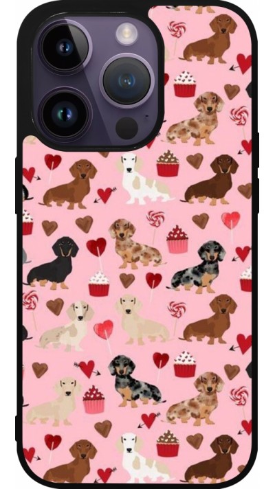 iPhone 15 Pro Case Hülle - Silikon schwarz Valentine 2024 puppy love