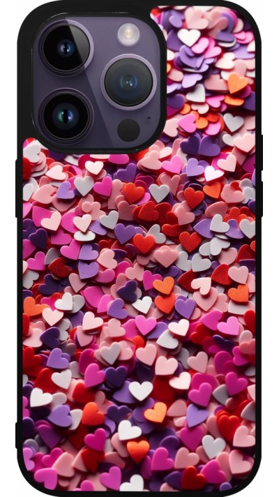 iPhone 15 Pro Case Hülle - Silikon schwarz Valentin 2025 Konfetti