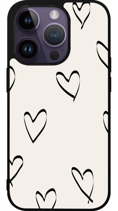 iPhone 15 Pro Case Hülle - Silikon schwarz Valentine 2023 minimalist hearts