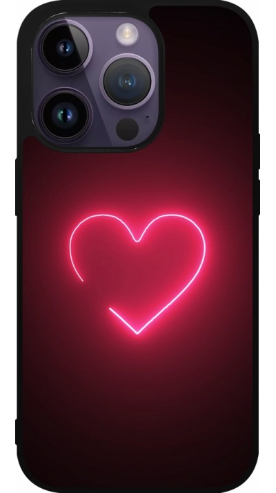 iPhone 15 Pro Case Hülle - Silikon schwarz Valentine 2023 single neon heart