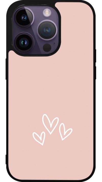 iPhone 15 Pro Case Hülle - Silikon schwarz Valentine 2023 three minimalist hearts