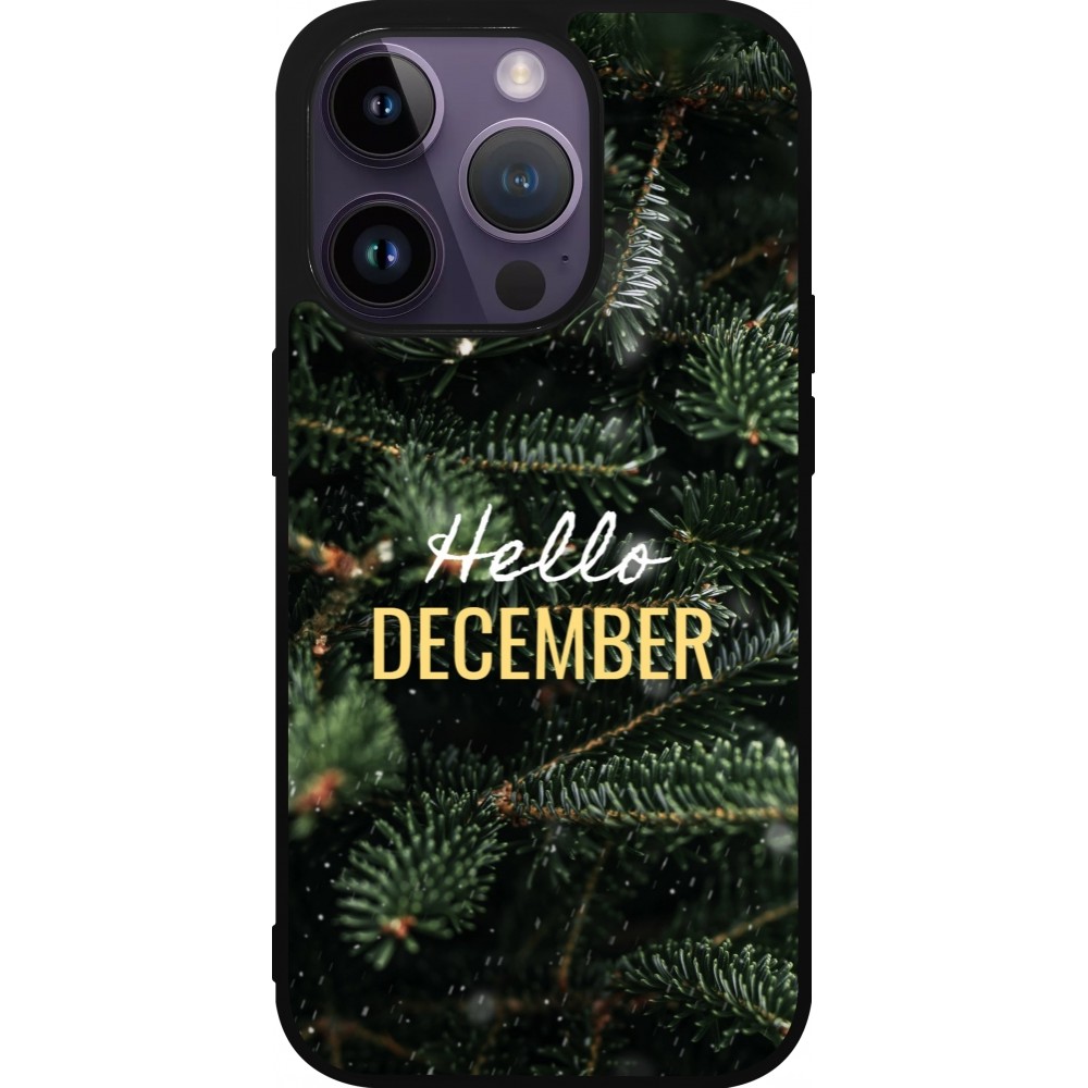 Coque iPhone 15 Pro - Silicone rigide noir Winter 25 Winter hello december