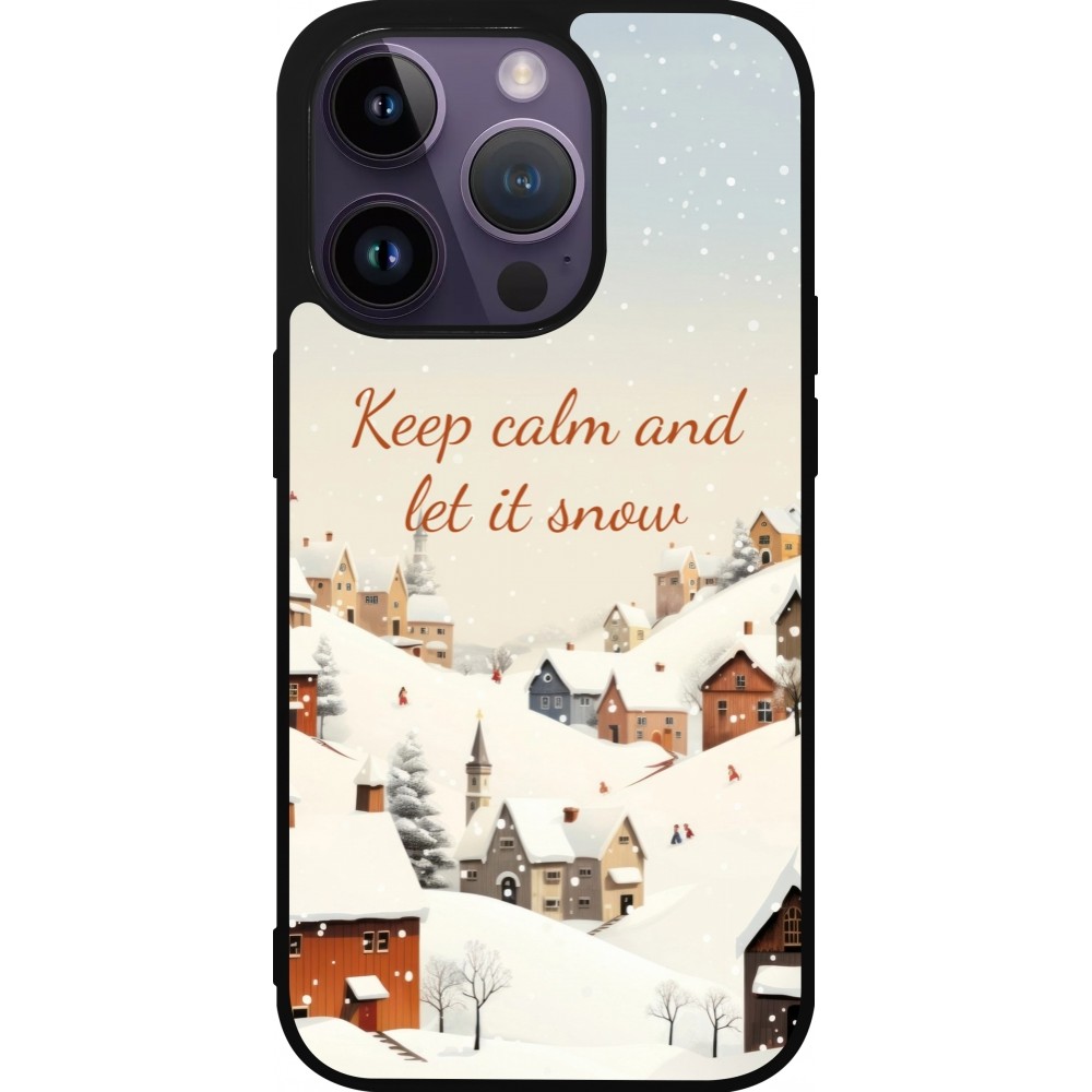 Coque iPhone 15 Pro - Silicone rigide noir Winter 25 Winter Keep calm and let it snow