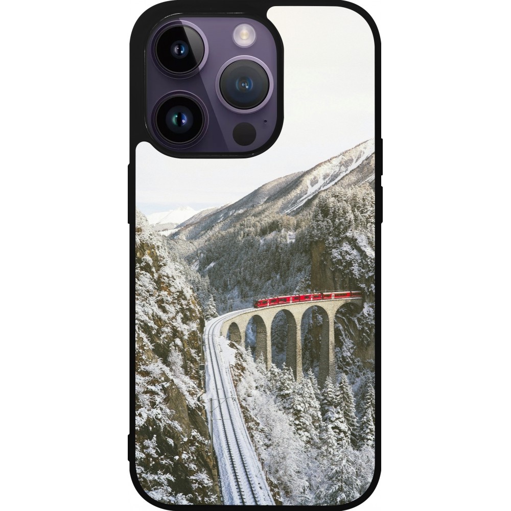 Coque iPhone 15 Pro - Silicone rigide noir Winter 25 Winter polar express