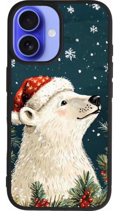 Coque iPhone 16 - Silicone rigide noir Christmas 25 Bear
