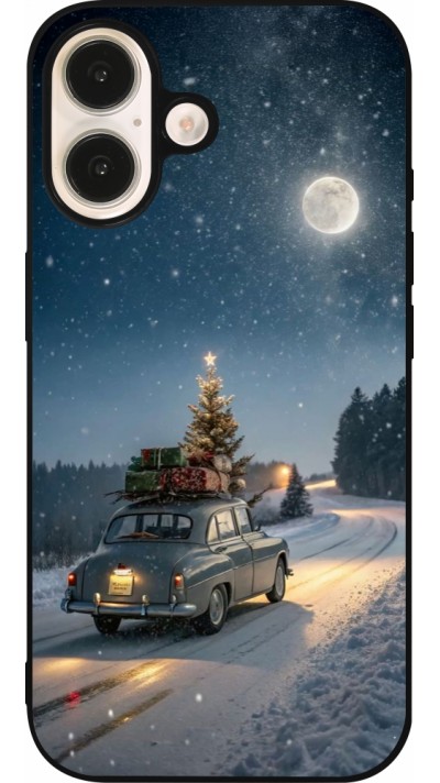 Coque iPhone 16 - Silicone rigide noir Christmas 25 Car with Tree Xmas