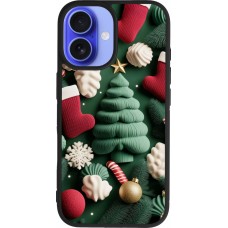 Coque iPhone 16 - Silicone rigide noir Christmas 25 Christmas textiles