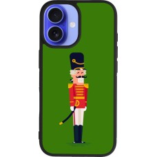 Coque iPhone 16 - Silicone rigide noir Christmas 25 Nutcracker Green