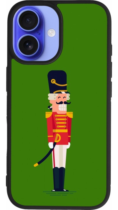 Coque iPhone 16 - Silicone rigide noir Christmas 25 Nutcracker Green