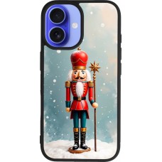 Coque iPhone 16 - Silicone rigide noir Christmas 25 Nutcracker Snow