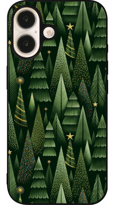 Coque iPhone 16 - Silicone rigide noir Christmas 25 Pattern Xmas Tree