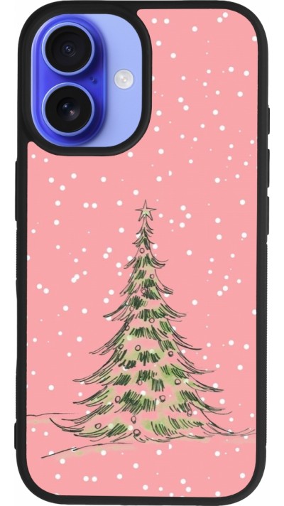 Coque iPhone 16 - Silicone rigide noir Christmas 25 Pink Tree