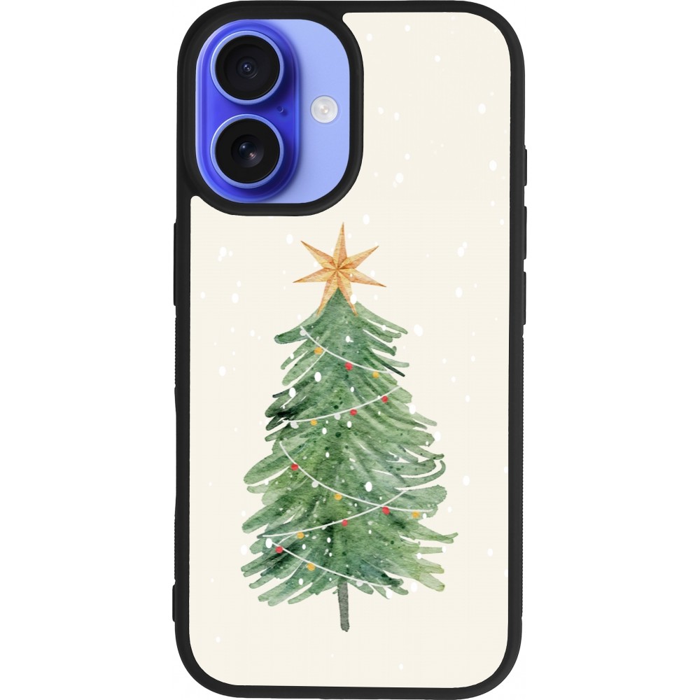 Coque iPhone 16 - Silicone rigide noir Christmas 25 Sketch Tree