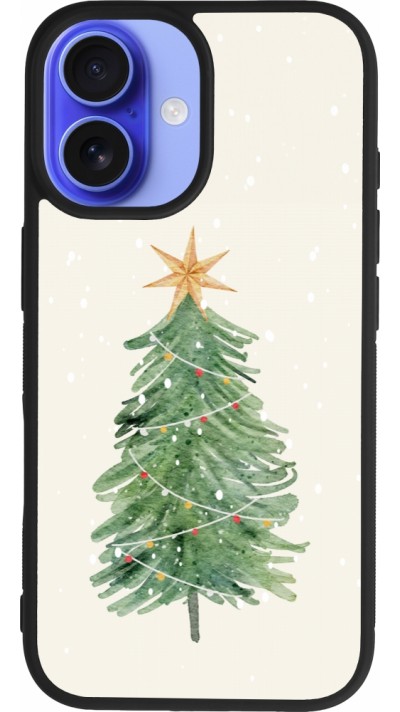 Coque iPhone 16 - Silicone rigide noir Christmas 25 Sketch Tree