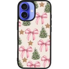 Coque iPhone 16 - Silicone rigide noir Christmas 25 Vintage Ribbons